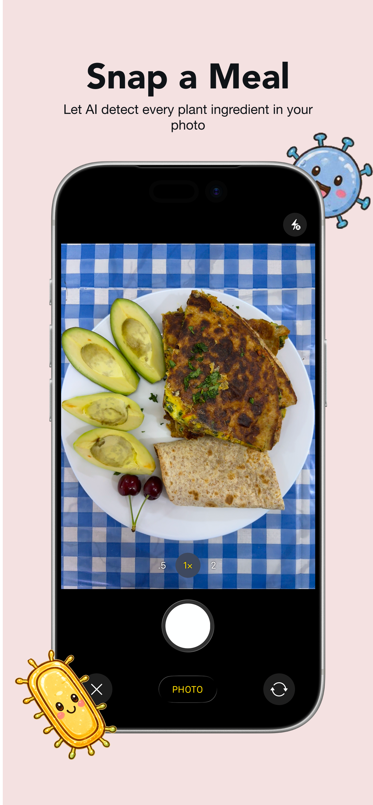 Gutsy AI camera detecting plant ingredients in a meal